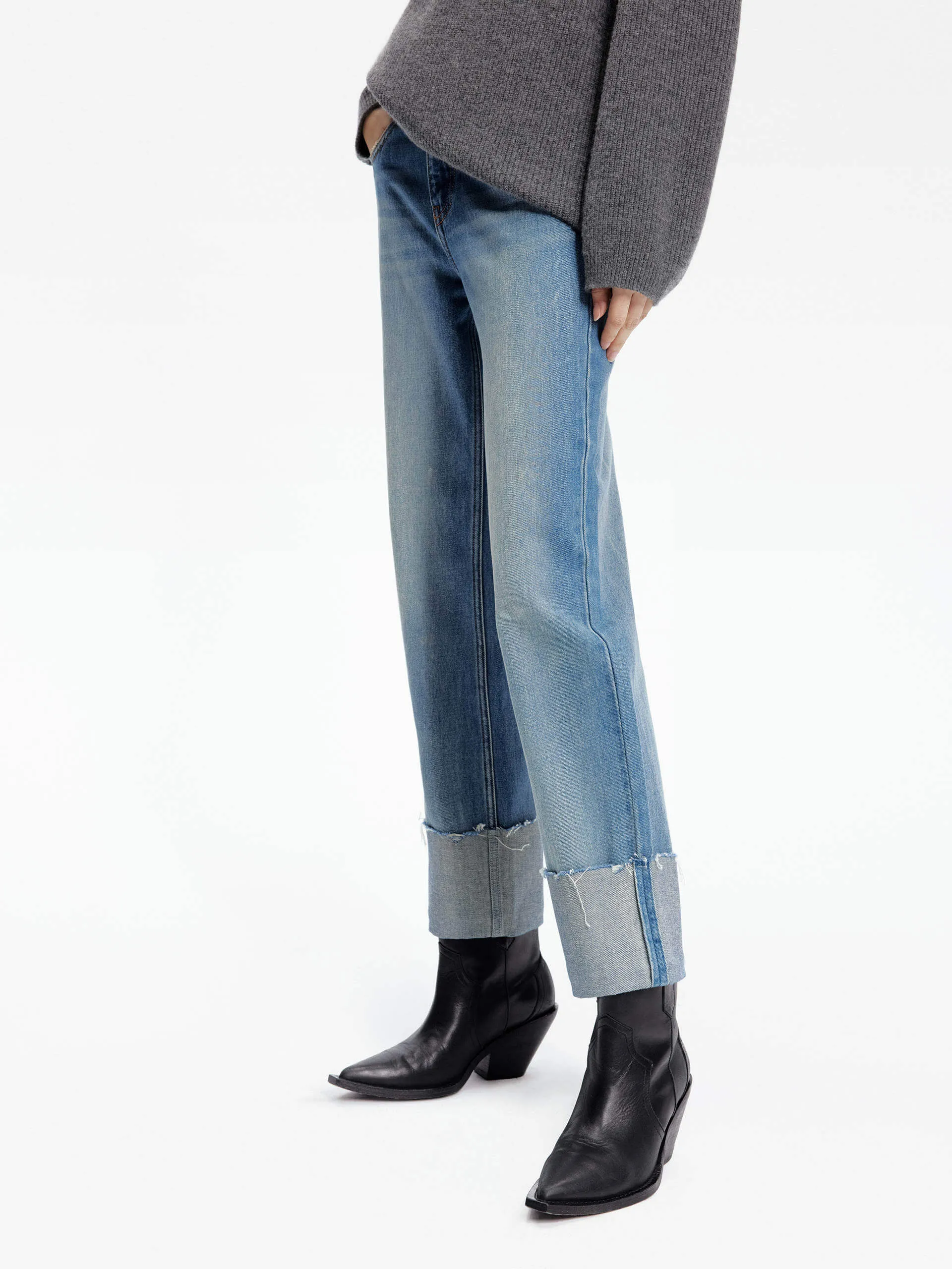 Straight Turn-Up Jeans
