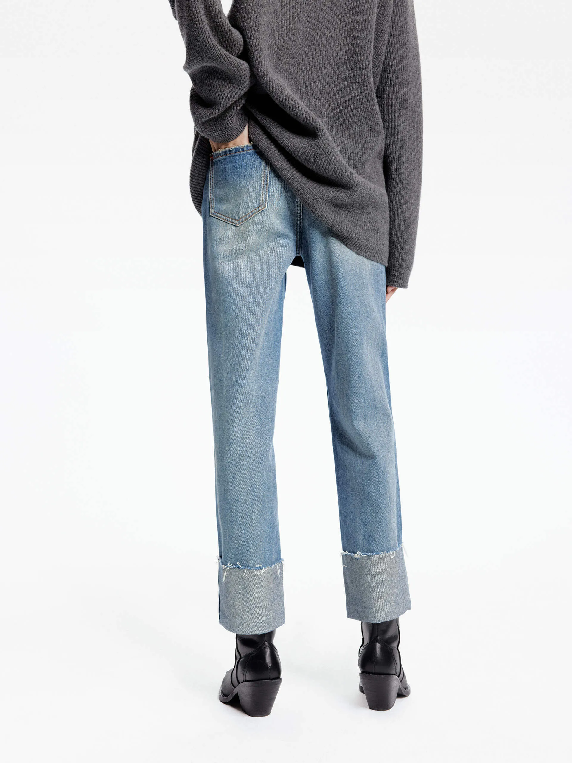 Straight Turn-Up Jeans