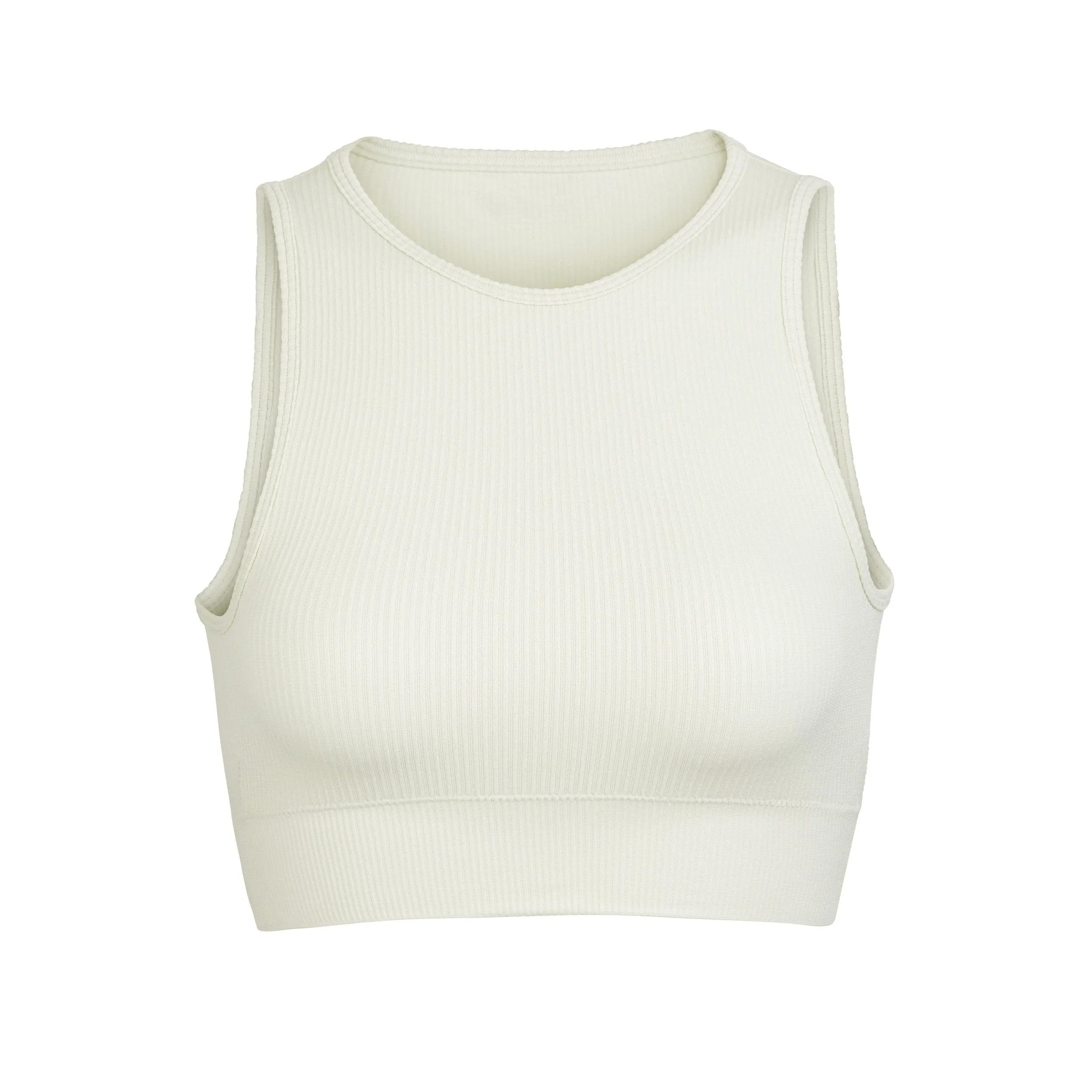 STRETCH RIB HIGH NECK BRA | BONE