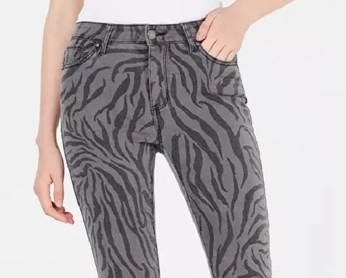 Tinseltown Juniors' Zebra-Print Skinny Jeans Gray Size 5