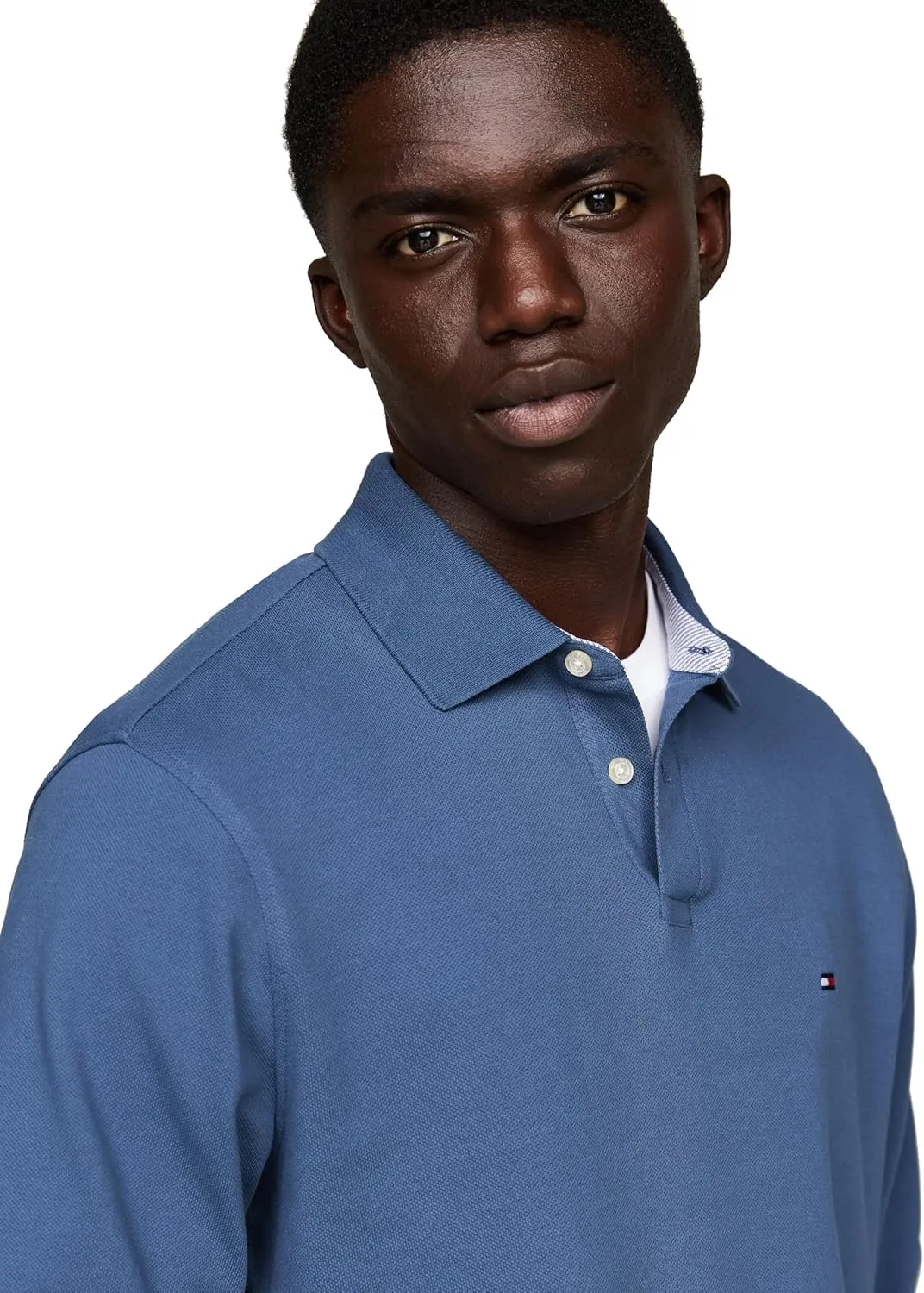 Tommy Hilfiger Men's Long Sleeve Polo Shirts in Regular Fit with Stretch and Organic Pique Cotton