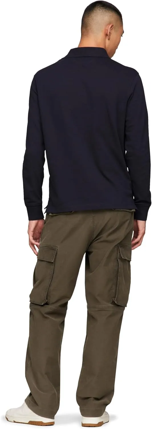 Tommy Hilfiger Men's Long Sleeve Polo Shirts in Regular Fit with Stretch and Organic Pique Cotton