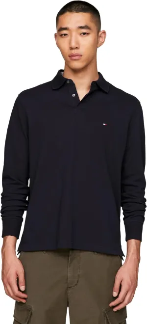 Tommy Hilfiger Men's Long Sleeve Polo Shirts in Regular Fit with Stretch and Organic Pique Cotton