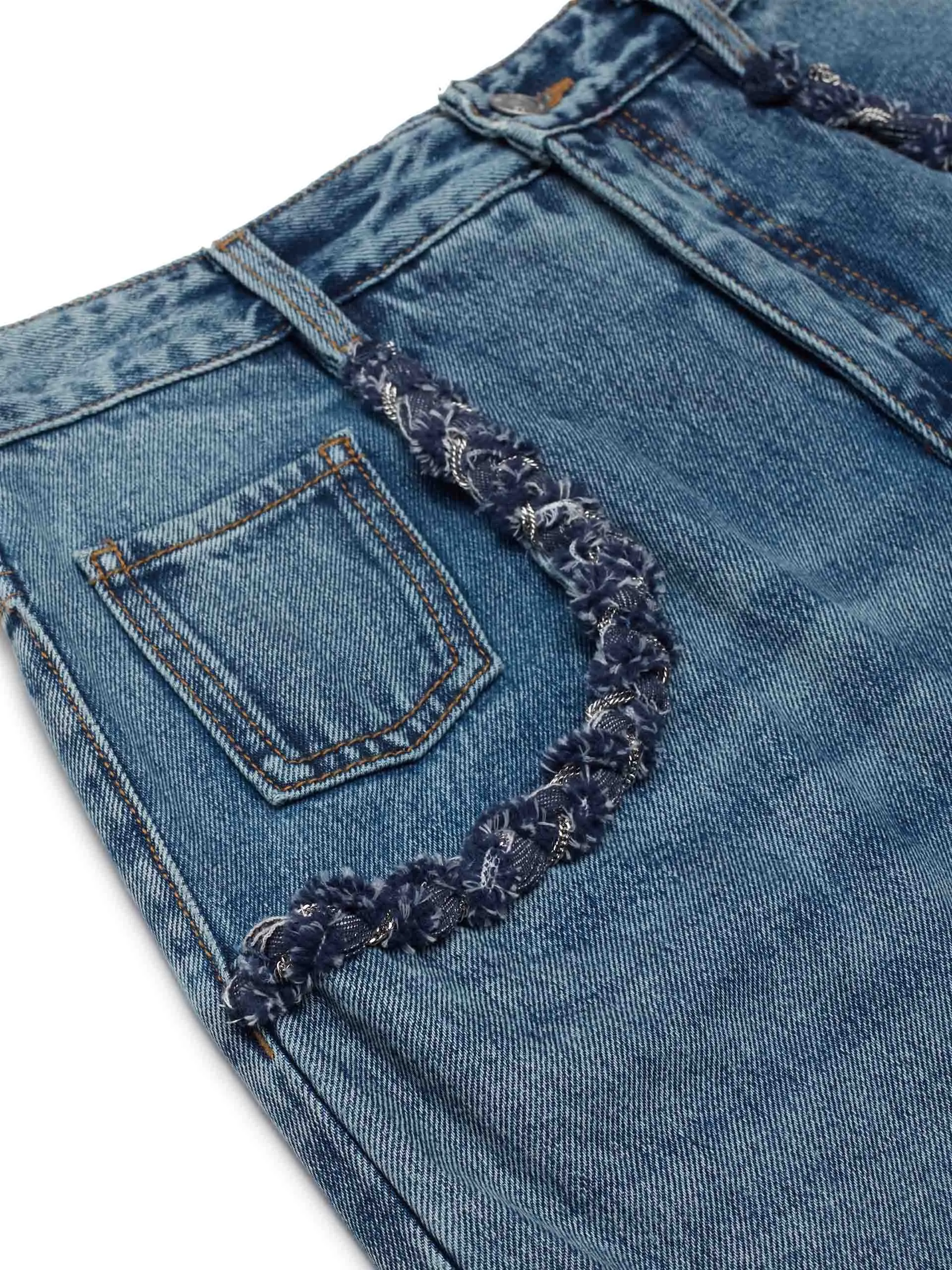 Trim Detail Straight Jeans