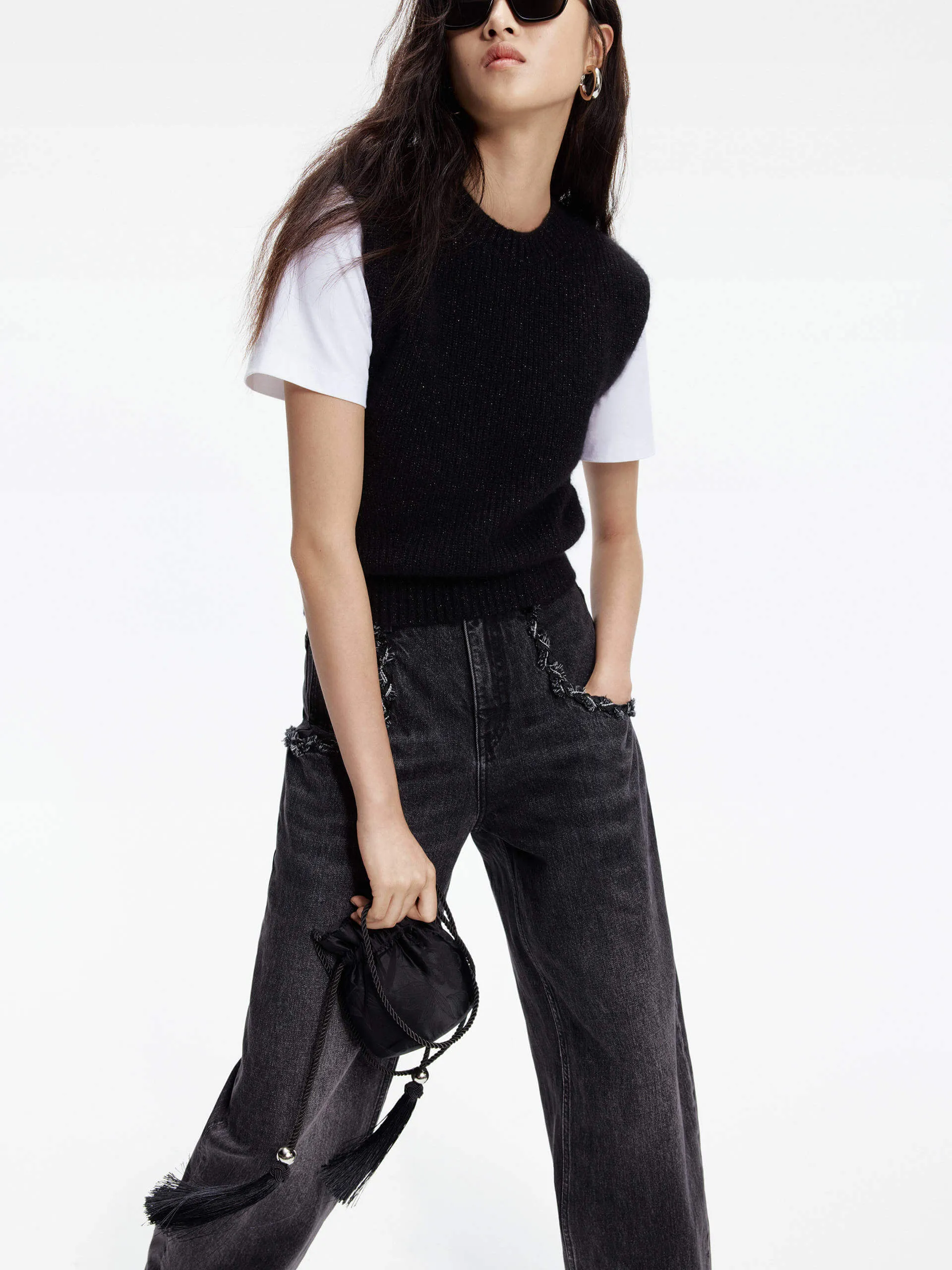 Trim Detail Straight Jeans