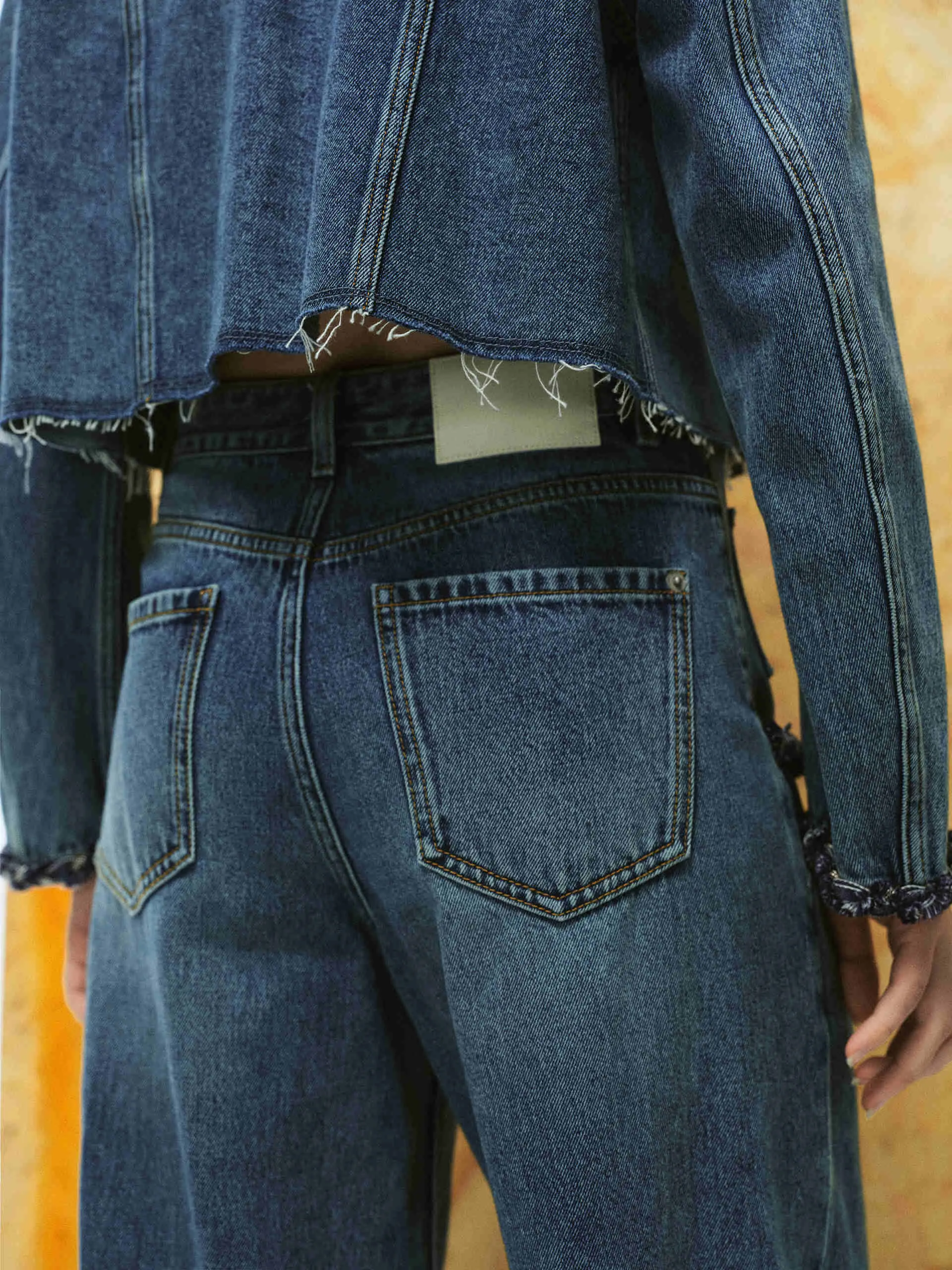 Trim Detail Straight Jeans