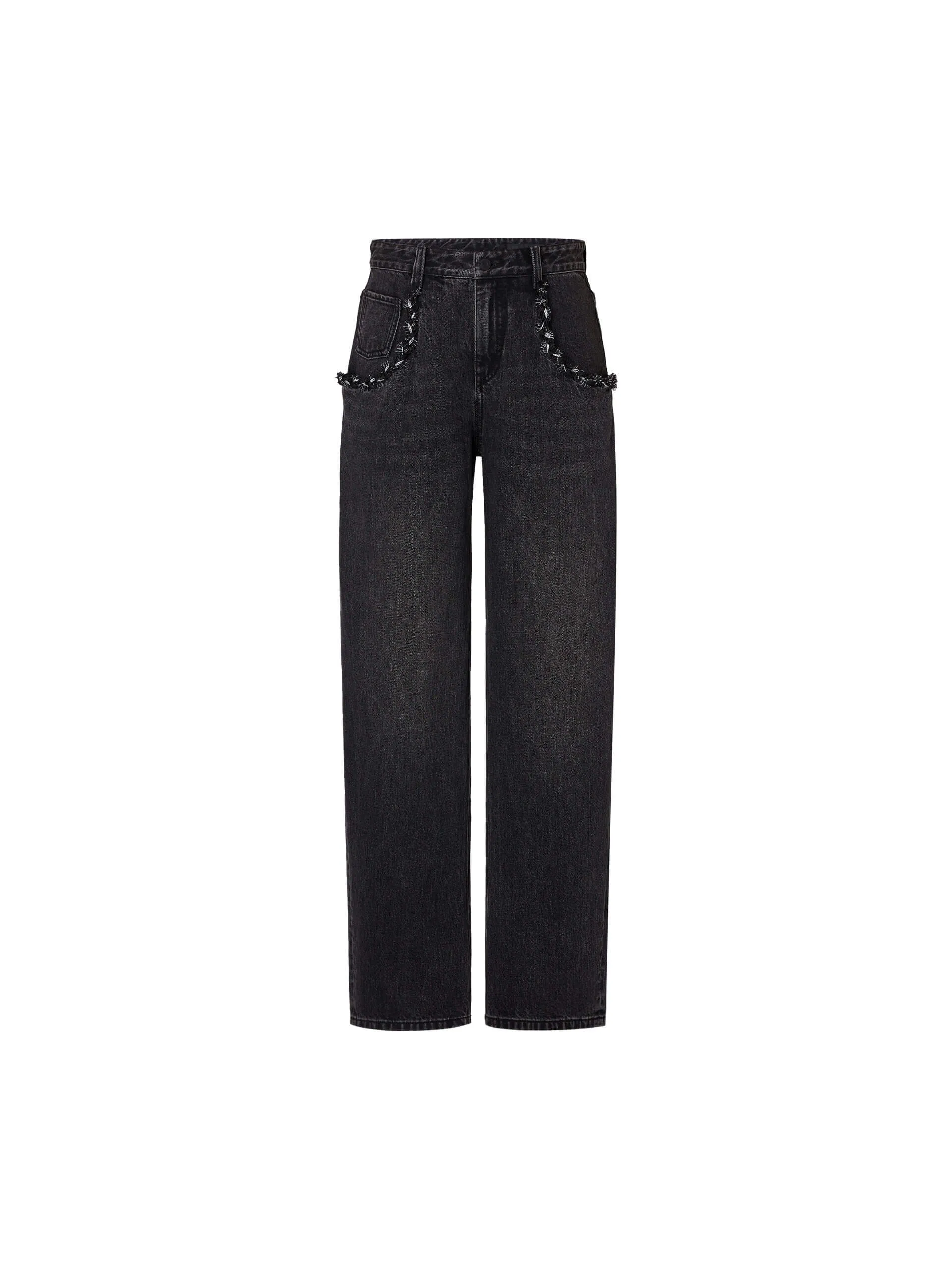 Trim Detail Straight Jeans