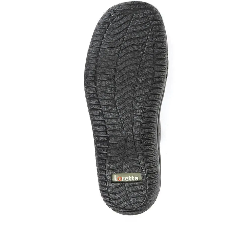 Wide Fit Leather Slip On Shoe with Elastic Loop - HAK23012 / 308 130