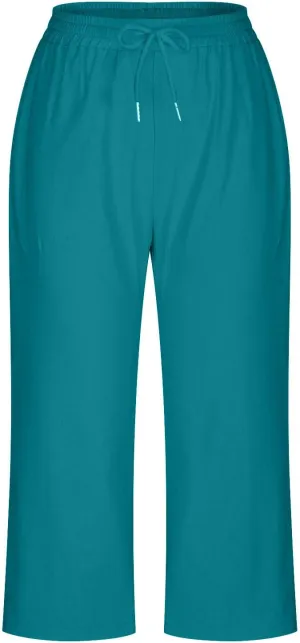 Women Cotton Linen Capris Pant High Elastic Drawstring Solid Sweatpant Stretch Loose Fit Summer Trouser Casual Pants