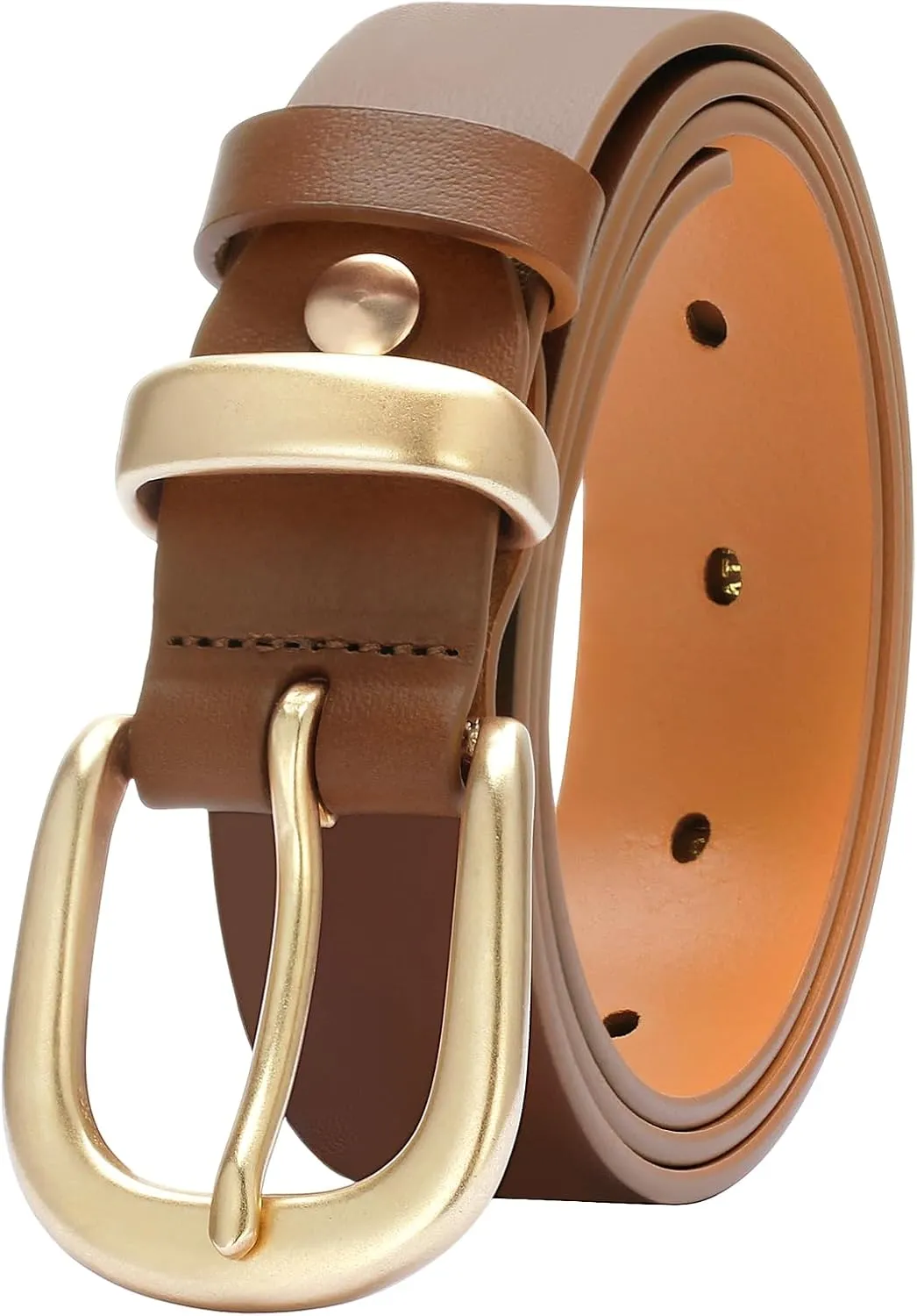 Womens Belts for Jeans 1.1" Width Ladies Belts for Dresses Full Grain Leather Gold Buckle Belt Gift Box