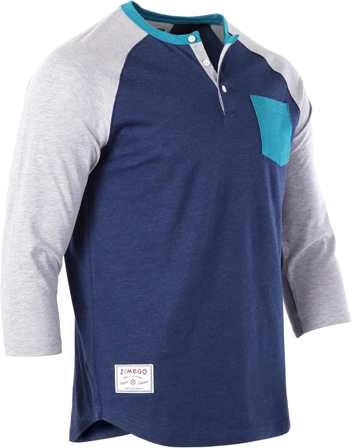 ZIMEGO Mens 3/4 Quarter Sleeve Shirts - Modern Fit Baseball Henley