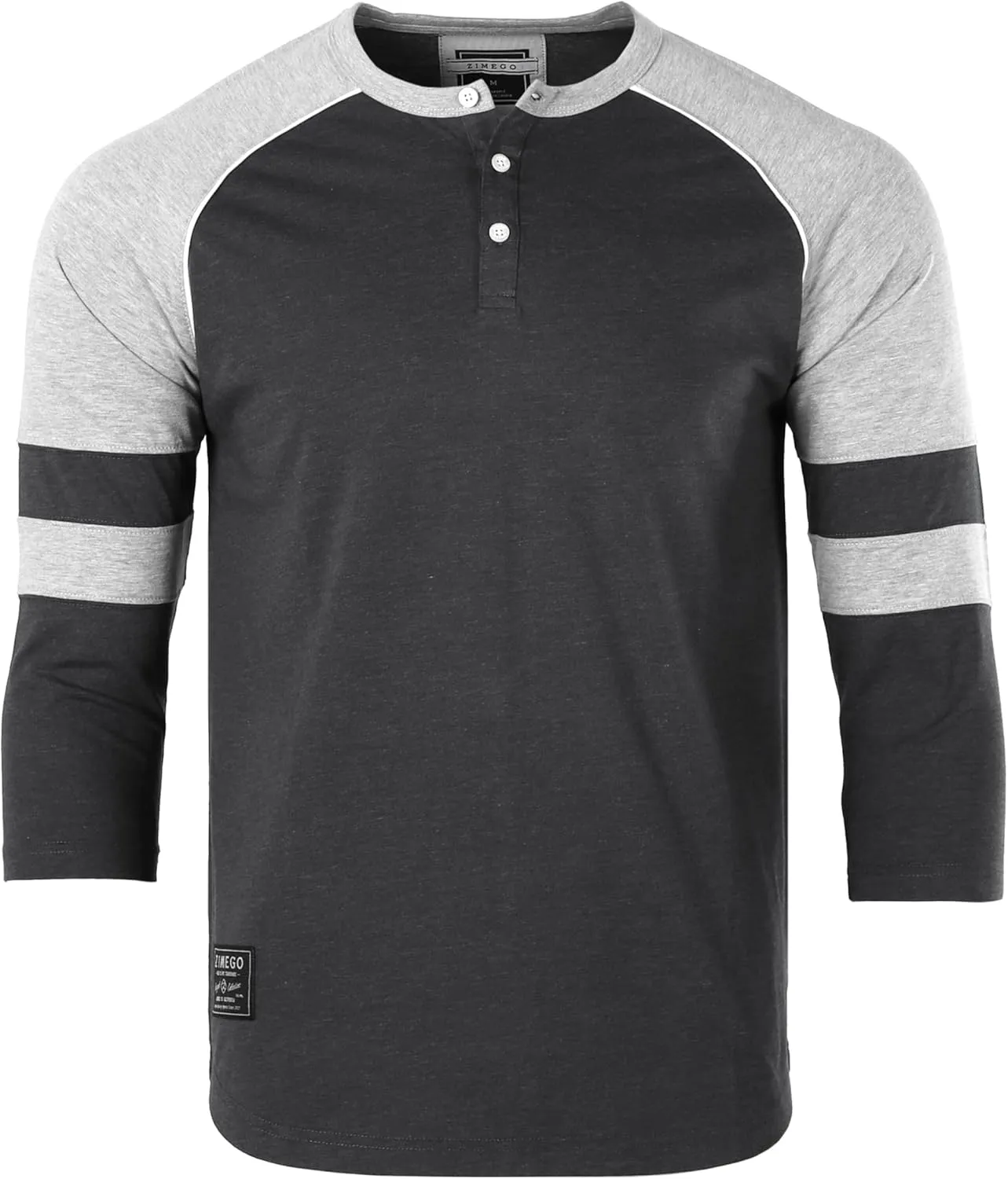 ZIMEGO Mens 3/4 Quarter Sleeve Shirts - Modern Fit Baseball Henley