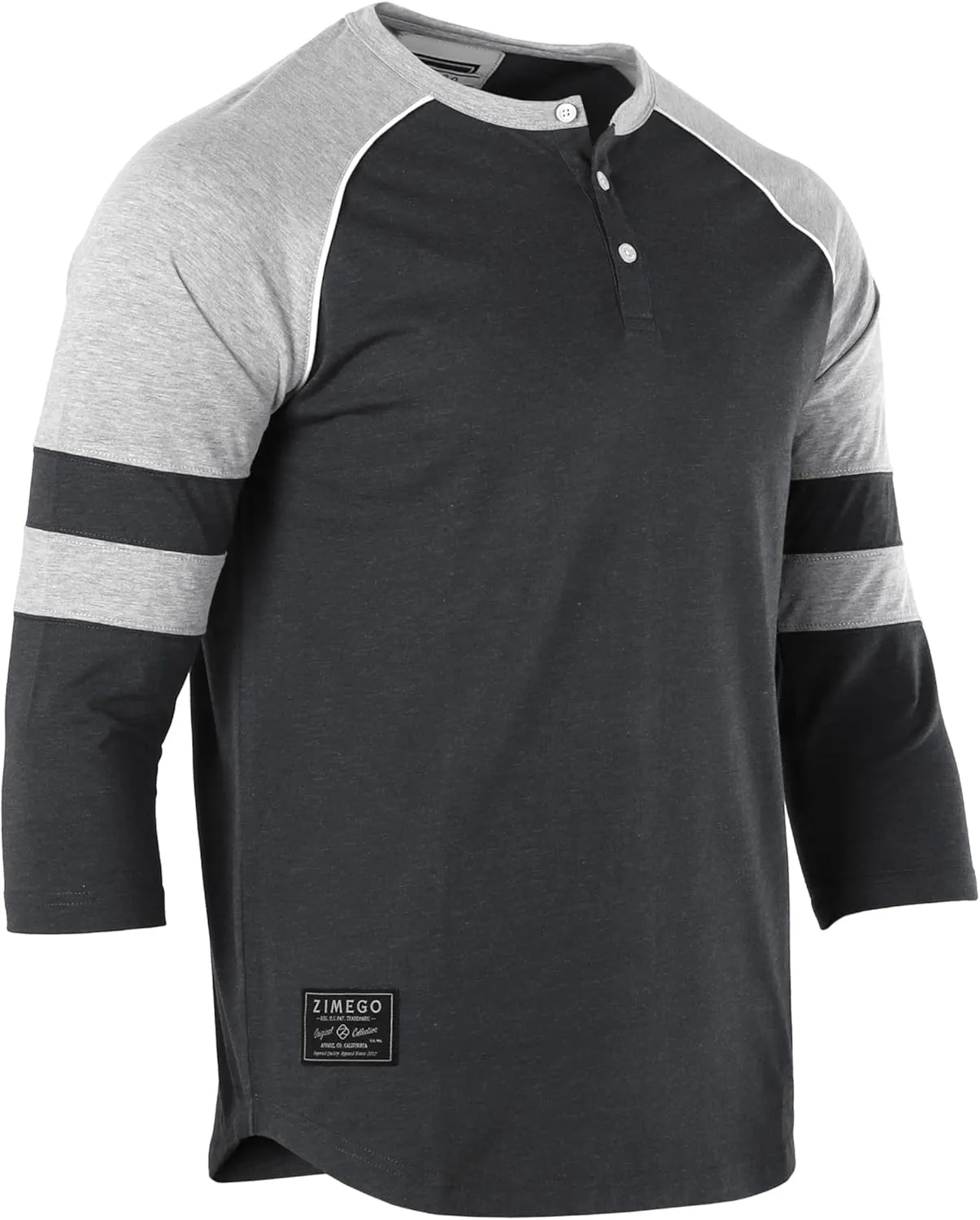 ZIMEGO Mens 3/4 Quarter Sleeve Shirts - Modern Fit Baseball Henley