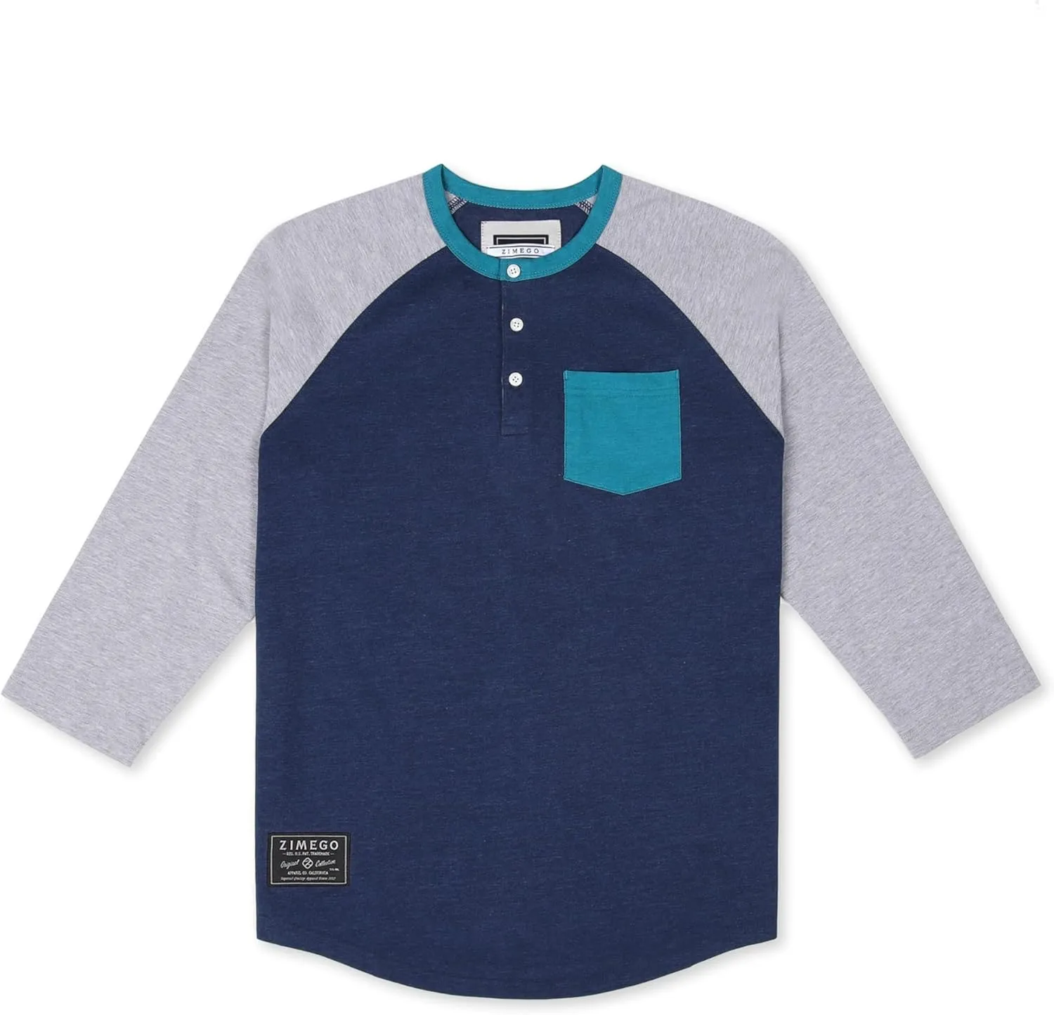 ZIMEGO Mens 3/4 Quarter Sleeve Shirts - Modern Fit Baseball Henley