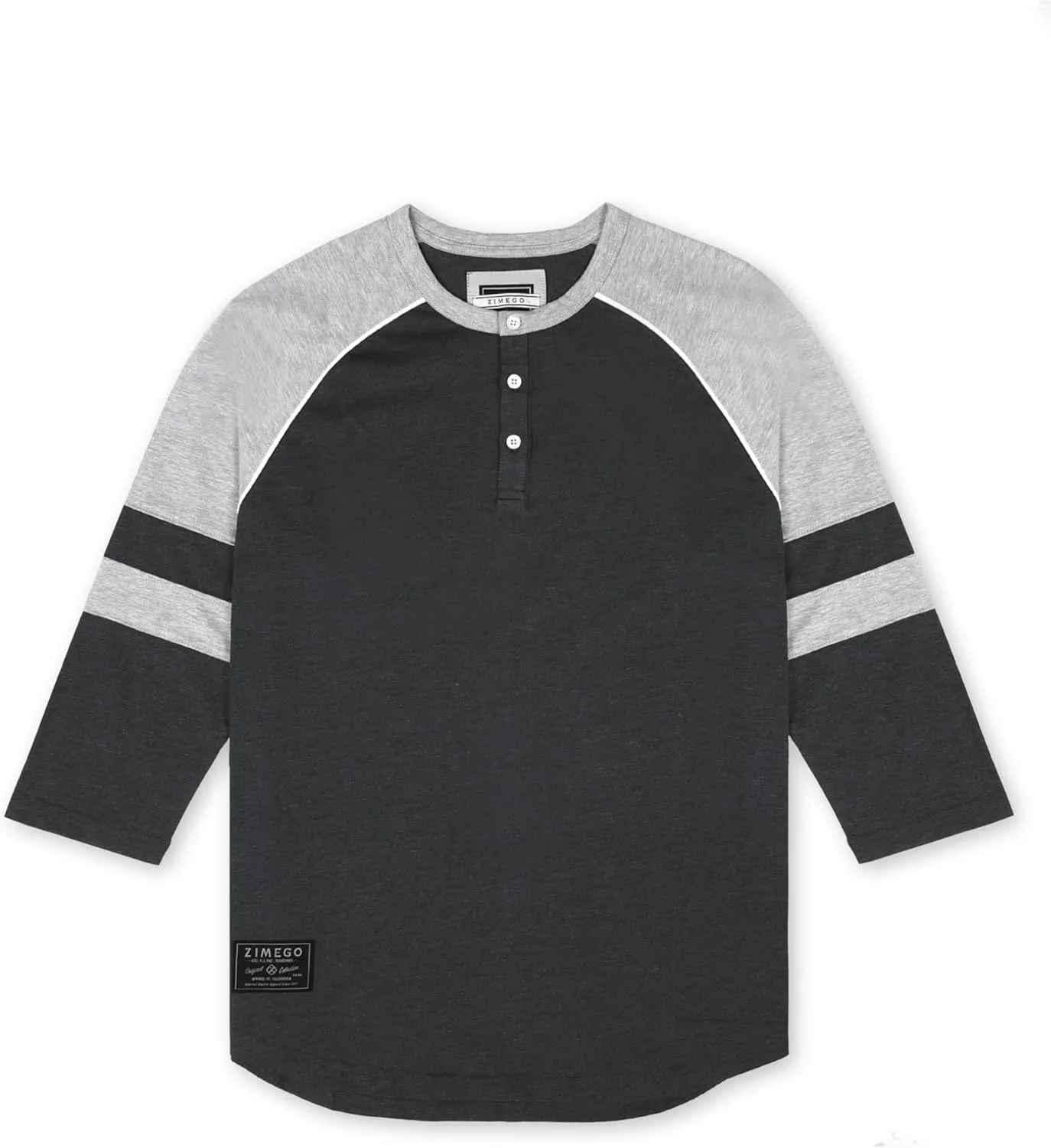 ZIMEGO Mens 3/4 Quarter Sleeve Shirts - Modern Fit Baseball Henley